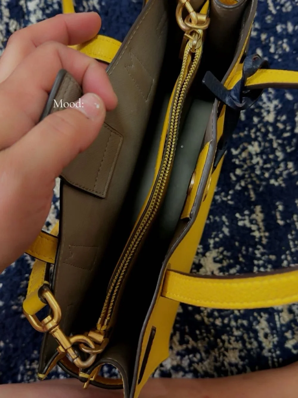Tory Burch Yellow Leather Satchel with Black Tag